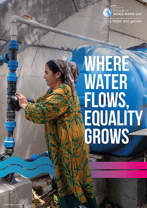 Plakat 1: Weltwassertag 2026, Motto: Where water flows, equality grows